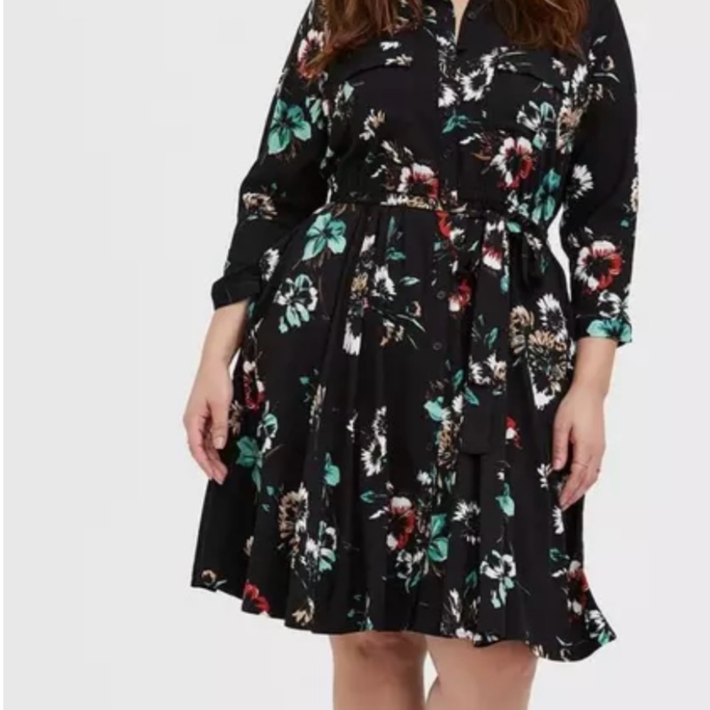 Torrid Black Floral Midi Dress - Picture 2 of 12